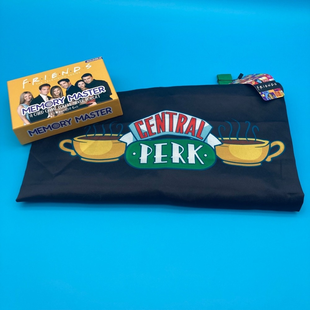 Friends TV Show Bundle Central Perk Apron & Memory Master Card Game Set NWT